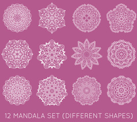 Set of Ethnic Fractal Mandala Vector Meditation Tattoo looks lik