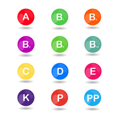 Vector colorful set of the rainbow colored bubble vitamins for your infographic. Square. Vector illustration