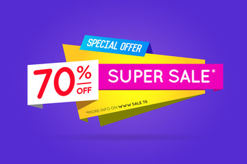 Sale Sign Banner Poster ready for Web and Print. Vector. Super,