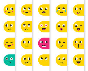 Set of Emoticons or Emoji. Vector Illustration.