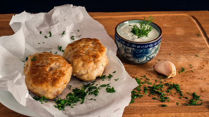 chicken cutlets, white sauce, garlic, delicious europe food