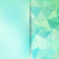 Abstract mosaic background. Blur background. Triangle geometric background. Design elements. Vector illustration. Blue, green colors.