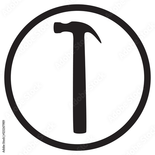 "hammer black icon circle vector illustration" Stock image and royalty
