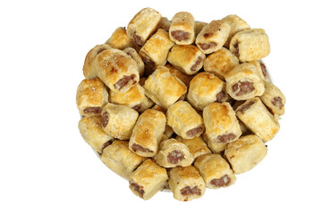 Plate of Homemade Freshly Baked Cocktail Sausage Rolls