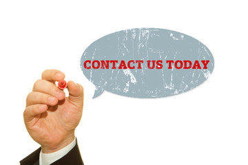 Businessman Hand Writing a message, Contact Us Today.