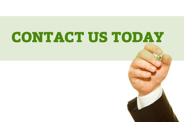 Businessman Hand Writing a message, Contact Us Today.