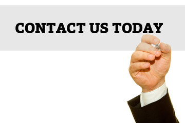 Businessman Hand Writing a message, Contact Us Today.