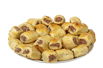 Plate of Homemade Freshly Baked Cocktail Sausage Rolls