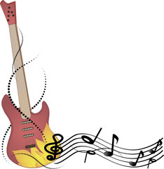Abstract vector background music, guitar and notes