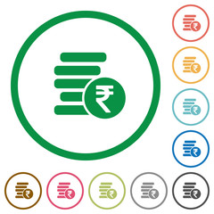 Indian Rupee coins outlined flat icons