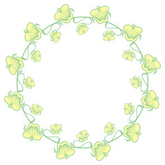 Beautiful round frame with decorative flowers.