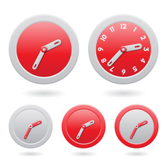 Modern Red Clocks Isolated on White