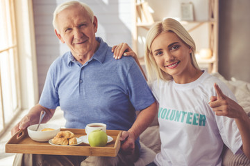 Volunteer and old people