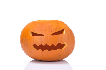image of helloween pumpkin over white background