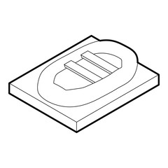 Inflatable boat icon. Outline illustration of inflatable boat vector icon for web