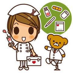 オンナノコ 看護師(白) 注射