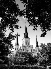 Fototapeta premium St. Louis Cathedral and Jackson Square B&W