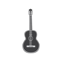 Naklejka premium Black and white Guitar.