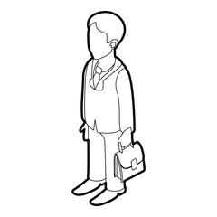 Businessman holding briefcase icon. Outline illustration of businessman and briefcase vector icon for web