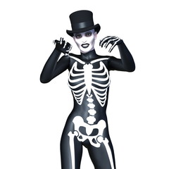 骸骨コスチュームの女性