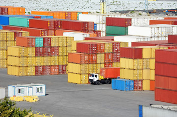 Cargo container in port