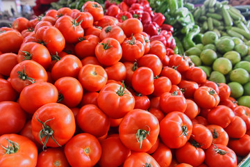 Fresh organic vegetables on street market stall