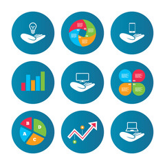 Helping hands icons. Protection and insurance.