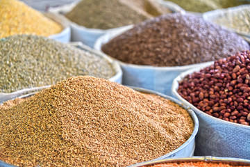 Dried food products on the arab street market stall