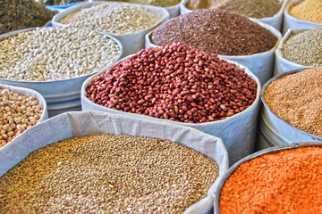 Dried food products on the arab street market stall
