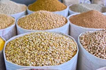 Dried food products on the arab street market stall