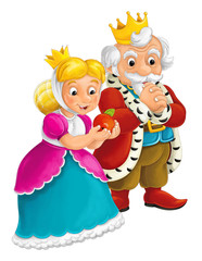 Cartoon isolated scene with king and queen - illustration for children