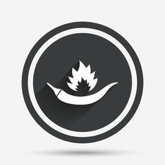 Hot chili pepper sign icon. Spicy food symbol.