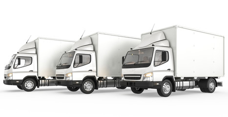 Isolated trucks on white background