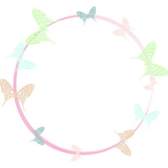 Round frame with butterflies and space for text