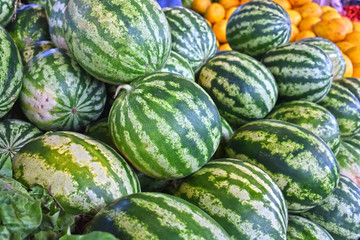 Watermelons on street market stall