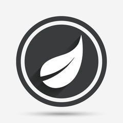 Leaf sign icon. Fresh product symbol.