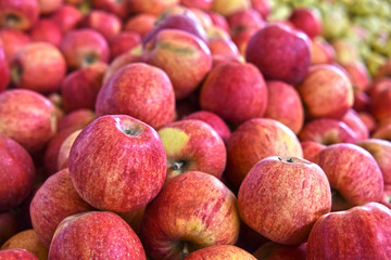 Fresh organic apples on street market stall