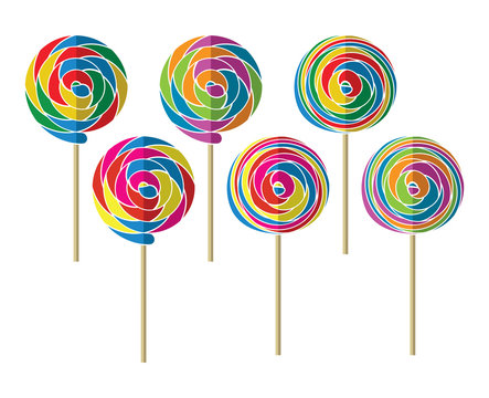 vector background set of colorful lollipop candy balls