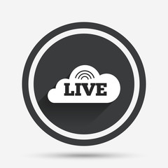 Live sign icon. On air stream symbol.