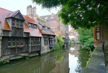 Fototapeta na wymiar Channels of Bruges. Belgium. Medieval fairytale city