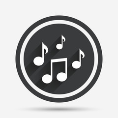 Music notes sign icon. Musical symbol.