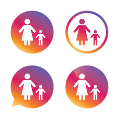 One-parent family with one child sign icon.