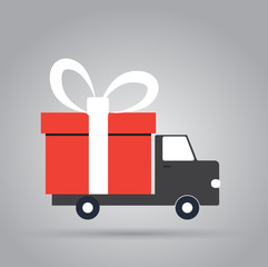 Delivery truck with gift box