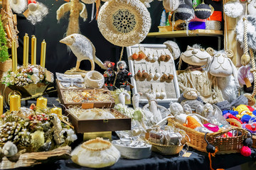 Handmade fabric accessories and souvenirs at Riga Christmas market