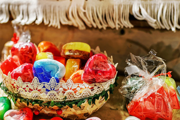 Handmade soap in heart shape at Riga Christmas market