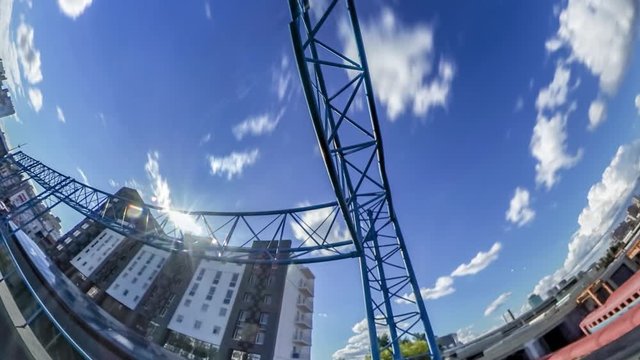 Rabbit Hole Planet 360 Degree Southern Railway Station Kiev Sights Cityscape People Passing by Platform Trains Sunny Day Metal Pillars Construction