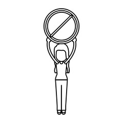 Woman with road sign icon. Information guide and message theme. Isolated design. Vector illustration