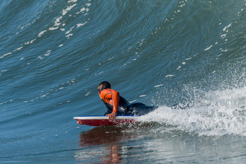 Bodyboarder in action
