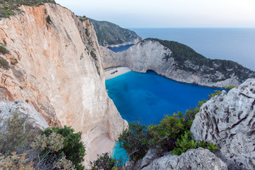 Clear waters of Navagio Shipwreck beach, Zakynthos, Greece