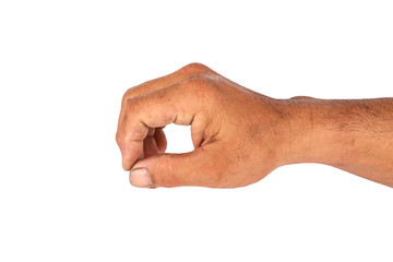 Hand on white background